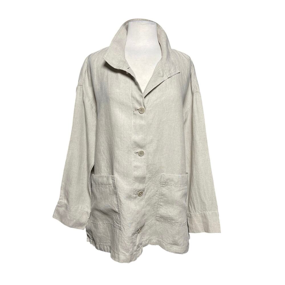EILEEN FISHER Women’s Organic Linen Button Up Shirt Jacket medium - Picture 3 of 6